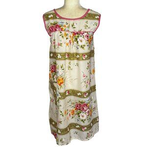 Vintage 60s House Dress Large - XL Big Pocket Floral Stripe Cottagecore Prairie